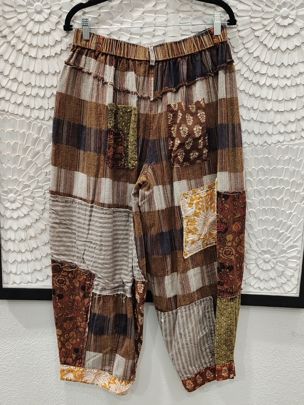Oli & Hali Brown Multi Patchwork Distressed Vintage Wash Pants - Picture 7 of 8